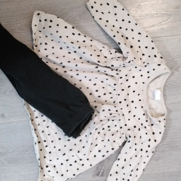 Sz 6-9 months h&m beige l poka dot set l beige and black l girl - Picture 2 of 4